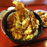 魚菜 みつ橋 - 特大海老と野菜の天丼