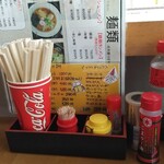 ばかうま食堂 駒どりや - テーブル上の調味料他逹❗️