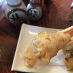 御縁そば　味楽 - 海老天　断面