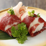 Specially selected horse meat temari sushi