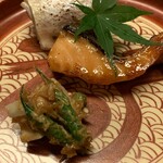 旬菜懐石拓 - 太刀魚と時鮭　村上焼