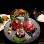 Three kinds of horse sashimi set meal