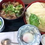 きまい - 2012.6.1 和牛焼肉スタミナ丼セット（自家製麺の讃岐うどん付き）800円