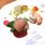 Shiki Hinabe Kashoutei - 三種盛り前菜。