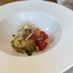 ブラッセリー ラシュレ - ヤリイカをバジルソースで