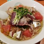 麺屋 六感堂 - 冷製 鰹とトマトの山椒SOBA＋鰹たたき増し＋トマト煮浸し増し