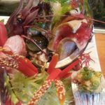 亀喜寿司 - 刺し (鮑アワビ･葡萄海老)