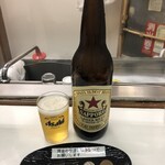 酒のデパート ヒトモト 立ち呑みカウンター - 赤星６３３。１０００円ー４４０円＝５６０円。