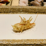 日本橋 蕎ノ字 - ■車海老の頭
      ☆一つ目は塩で頂く。