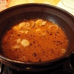 らーめん森也 - 魚介豚骨濃厚つけ麺（スープ）
