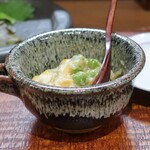 桶家乃隠居 - えんどう豆のくずひき玉子とじ
