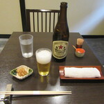 Teuchi Soba Isshinan - 瓶ビール・お通し