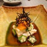 禅紫 - おくらと長芋とろろ雲丹のせ