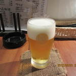 串焼きダイニング Den - ノンアルコールのグラスですが生ビールです