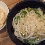 麺家 - 朝定食　温うどん+卵ごはん