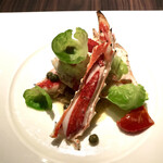 KAZAN - オホーツク産焼きたらば蟹。クスクス添え。