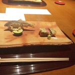 隨縁亭 - 黒毛和牛大葉巻き揚げ 若鮎と水茄子白扇揚げ