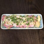 もつ焼き 小江戸 - 小江戸刺し三点盛り(ハツ・レバー・タン)