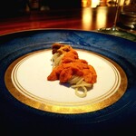 蒼 - 利尻の塩水海胆と唐津の赤海胆　今一番好きなパスタなのに、私は強制的に半分( ﾉД`)ｼｸｼｸ…　