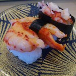 回転寿し トリトン - 【2012年05月】花咲ガニ三種盛＠420円。