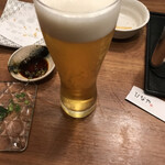 鶏だしおでんと骨付き鶏 ひなや - センベロAセットの2杯目も生ビール(一番搾り)