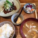 Kanna - 里ランチ　茄子・長芋ピリ辛味噌炒め　サラダもセットで1000円！