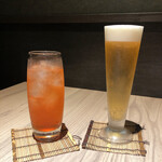 神戸牛と蟹料理 眞 - 生ビールと梅チューハイ