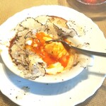 La Brianza - 黄身色の濃い田中農園の健康卵、本当に濃厚。トリュフの香りとソースのマリアージュ、おいしいのよ～