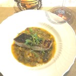 La Brianza - 鰆のグリル、夏野菜のミネストローネと。ふっくら焼かれた鰆がほっこりほどける、具沢山のミネストローネはお野菜のお味が生かされています。一緒にいただくと、やさしいお味同士がうまくバランスしますね。おいしい