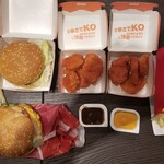 マクドナルド - マイティビーフオリジナルバーガー(400円)/かるびマックバーガー(270円)/スパイシーチキンマックナゲット(190円)×2/マックフライポテト(190円)