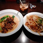 上海華龍 - 【2020.7.2(木)】本日のランチ②(坦々冷麺＋生姜焼肉丼)1,000円