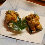 季節料理 よし野 - 海苔天ぷらの生ウニのせ