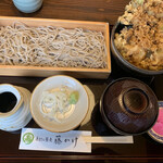 藤かけ - ミニかき揚げ天丼とお蕎麦のセット　1,210円