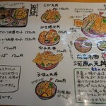 河原のあべ - 店主が自身で描かれたメニューと説明