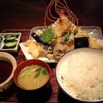名古屋 - 天ぷら定食　ご飯大盛り　1680円＋100円