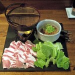 ラ プランシュ - 富士幻豚とロメインレタスのしゃぶしゃぶと焼おにぎり