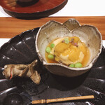 蕎麦割烹  倉田 - 水茄子に湯葉と紫海胆載せ