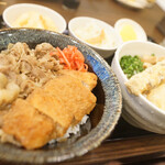 Kasu Udon Fuudo - ちくてんぶっかけかつ牛丼定食