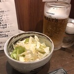 やきとり　庭 - 生ビールと塩だれキャベツ