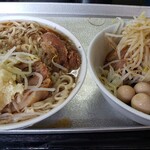 ラーメン二郎 - 小ラーメン豚増しダブルうずらニンニクヤサイカラメ