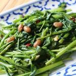 Thai-style water spinach stir-fry “Bak Bun Faideen”