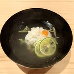 新ばし 星野 - 椀 （鱧　蓴菜　酢橘）