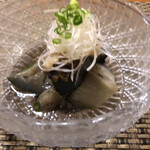 湖粋 - ナスの煮浸し（アワビ乗ってます）