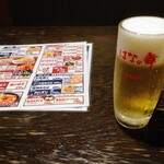 はなの舞 - 生ビール。セットドリンク＋200円税別