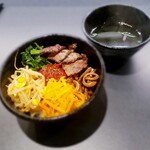 Korian Izakaya Jan - 上カルビビビンバ丼　1,500円税込　サラダ、キムチ、スープ付き
