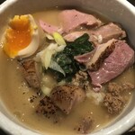 鴨出汁中華蕎麦 麺屋yoshiki - 特製鴨出汁つけ麺＋炙り鴨肉と鴨挽肉丼