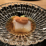 まき村 - ケンサキイカソーメン、ウニ