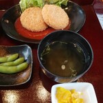 ぎやまん亭 - カニクリームコロッケ定食ご飯大盛り