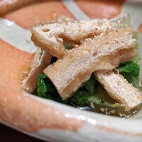 炭火割烹 大嶋 - はくさい菜と京揚げのおひたし（お通し）