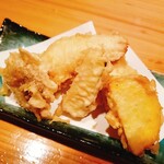 季節料理 すい舎 - 揚物:天ぷら　ほうぼうと夏野菜